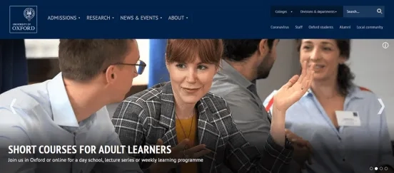 Oxford's website on Drupal