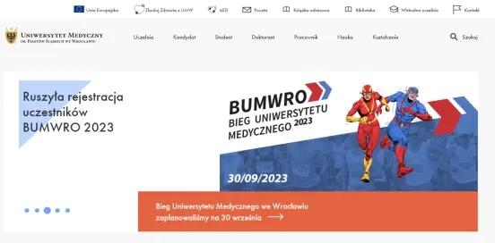 Strona Uniwersytetu Medycznego we Wrocławiu na Drupalu